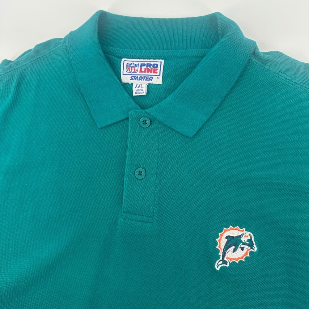 Vintage Miami Dolphins Shirt Men's XXL Starter Pro Line Polo Teal Cotton NFL